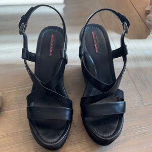 Prada Elegant Black Strappy Sandals